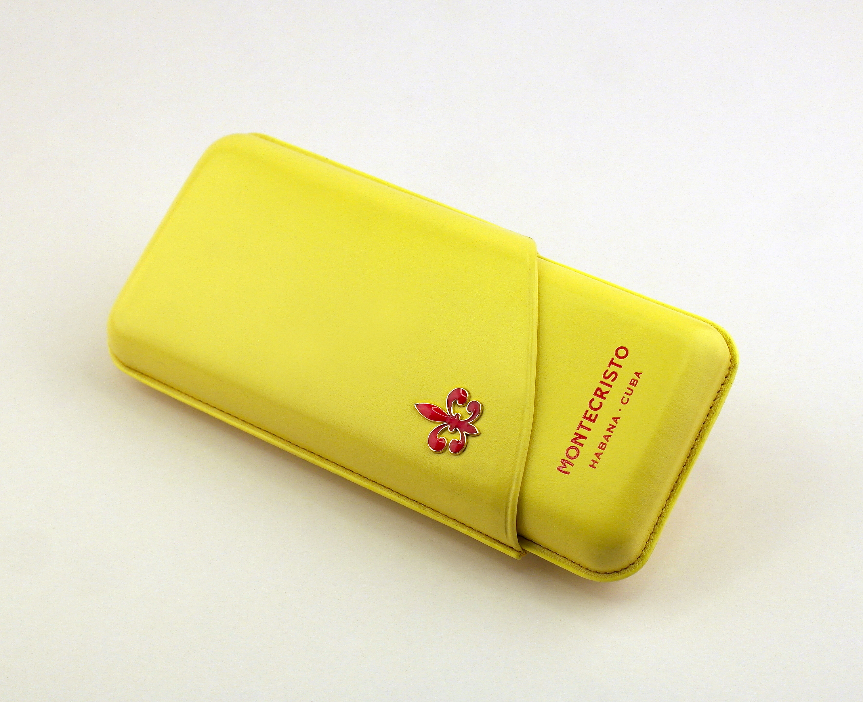 Adjustable leather cigar case MONTECRISTO yellow, 3 cigars