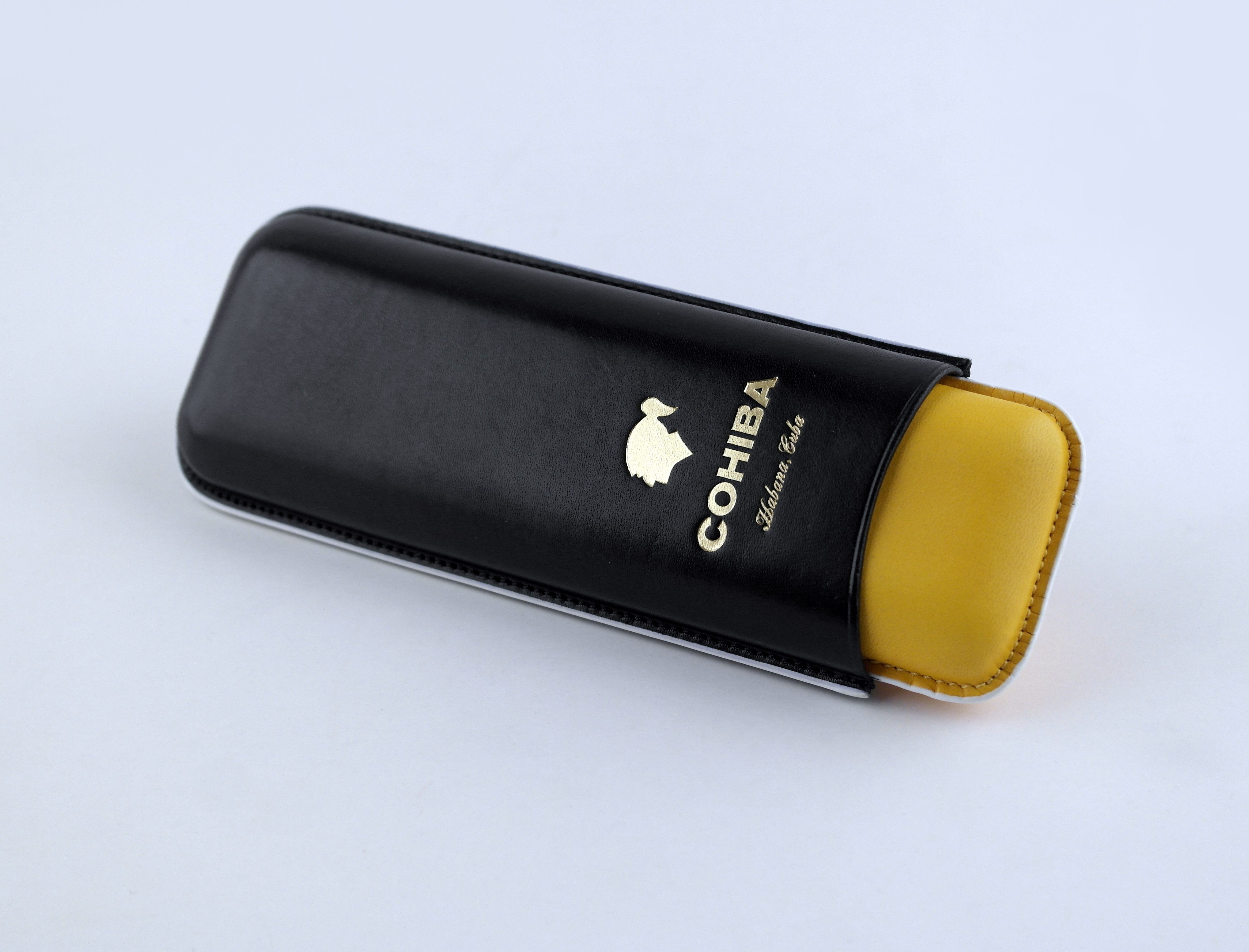 Leather cigar case COHIBA 2 cigars, tricolor