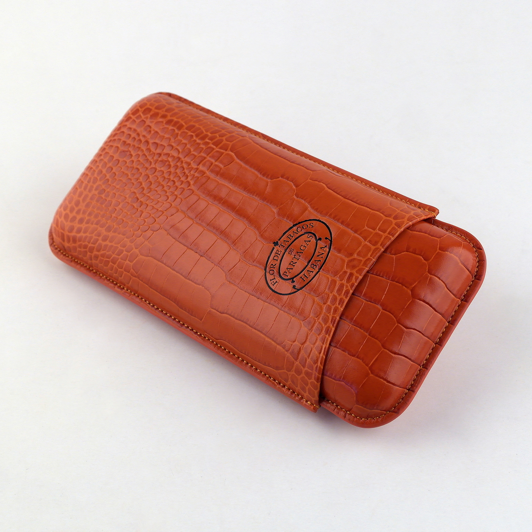 Adjustable leather cigar case PARTAGÁS, orange 3 cigars