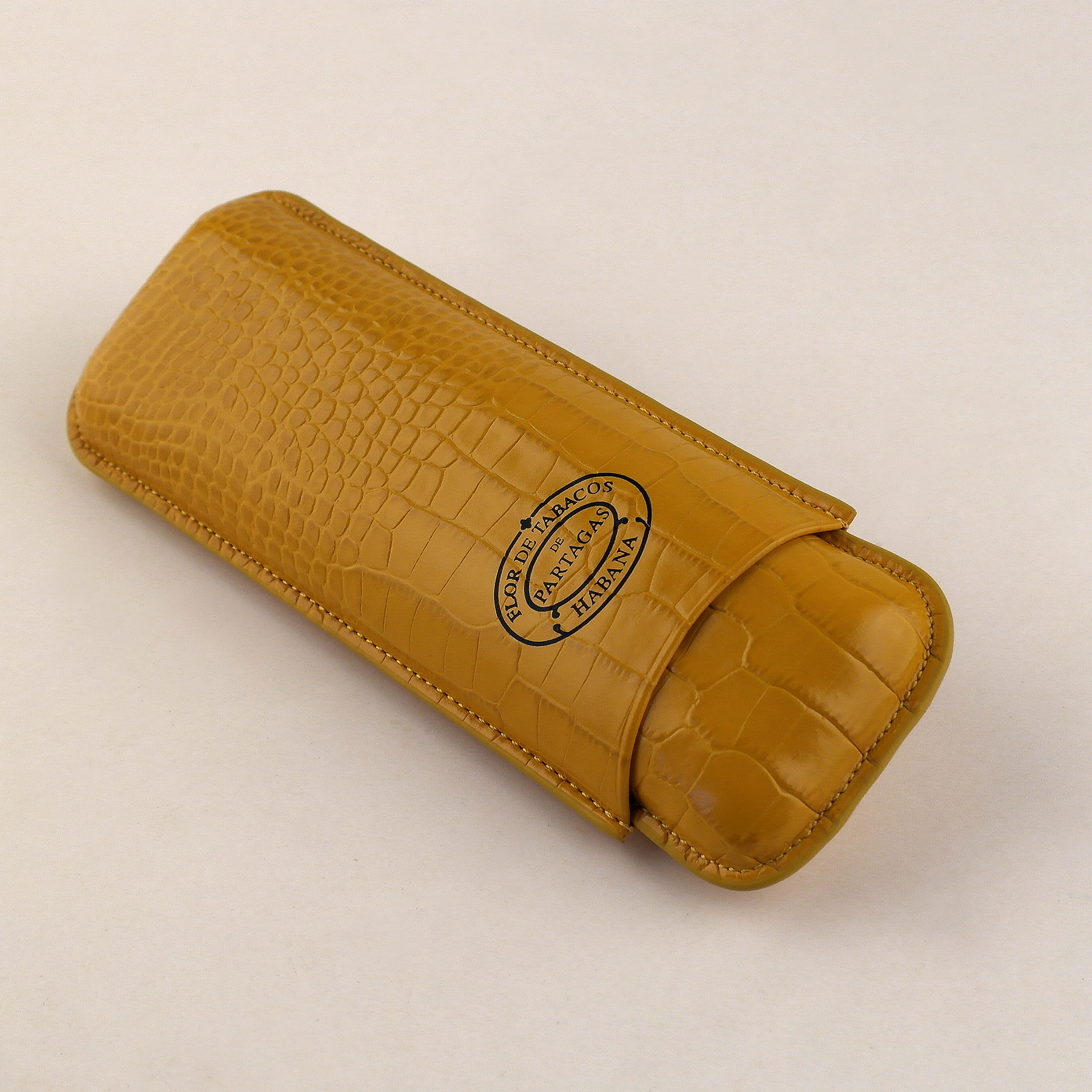 PARTAGÁS adjustable leather cigar case, mustard 2 cigars