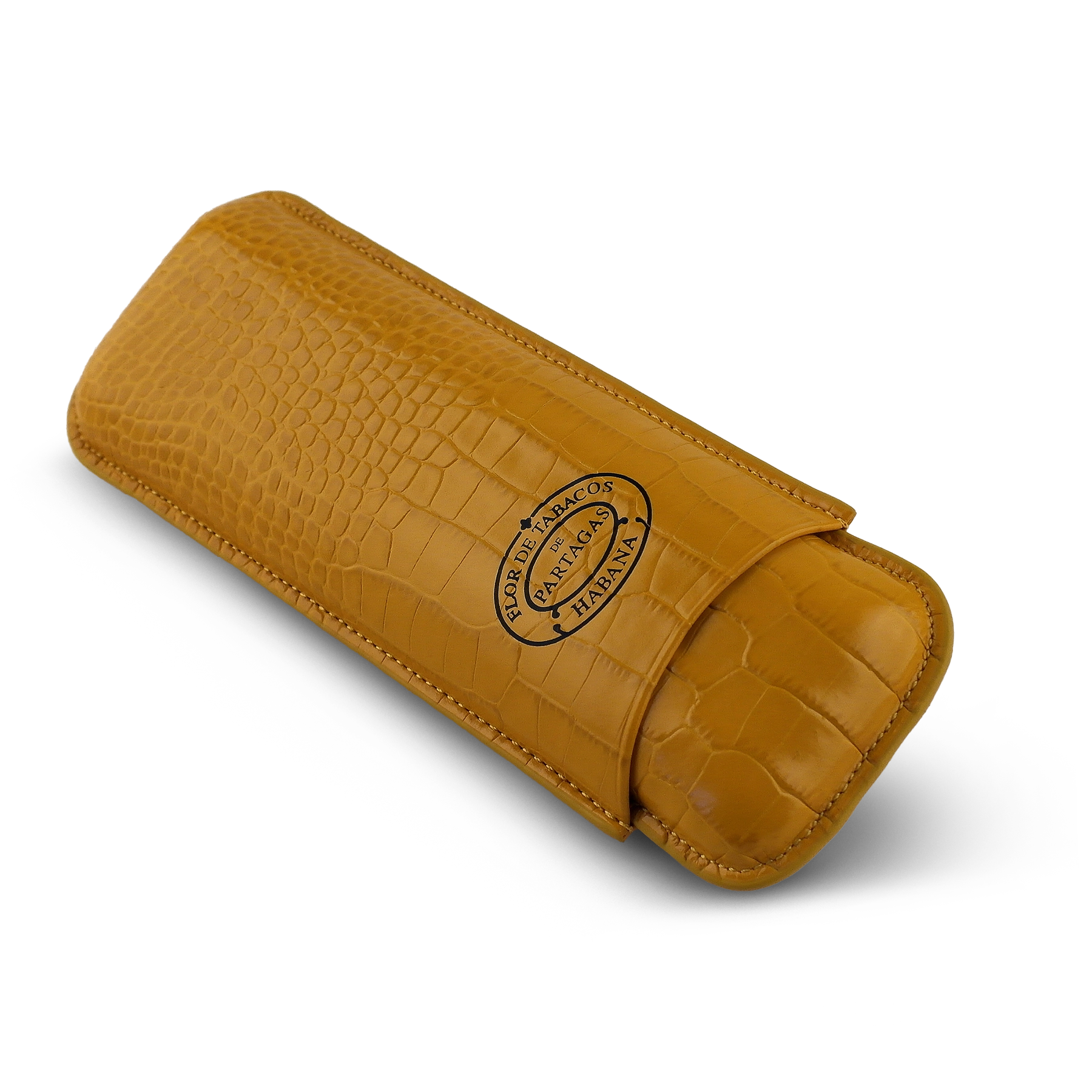 PARTAGÁS adjustable leather cigar case, mustard 2 cigars