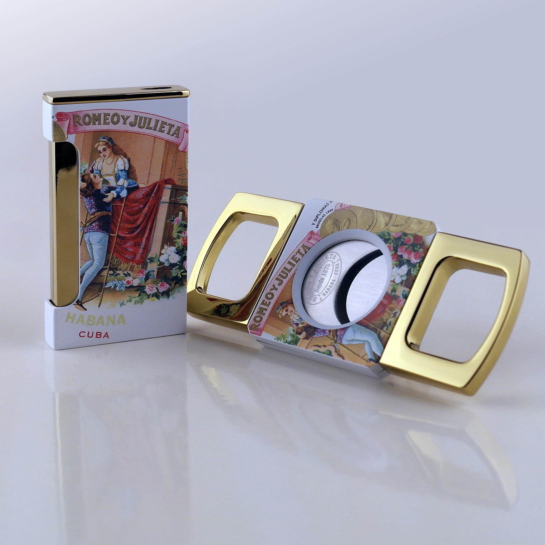 Set de cortapuros y encendedor ROMEO Y JULIETA