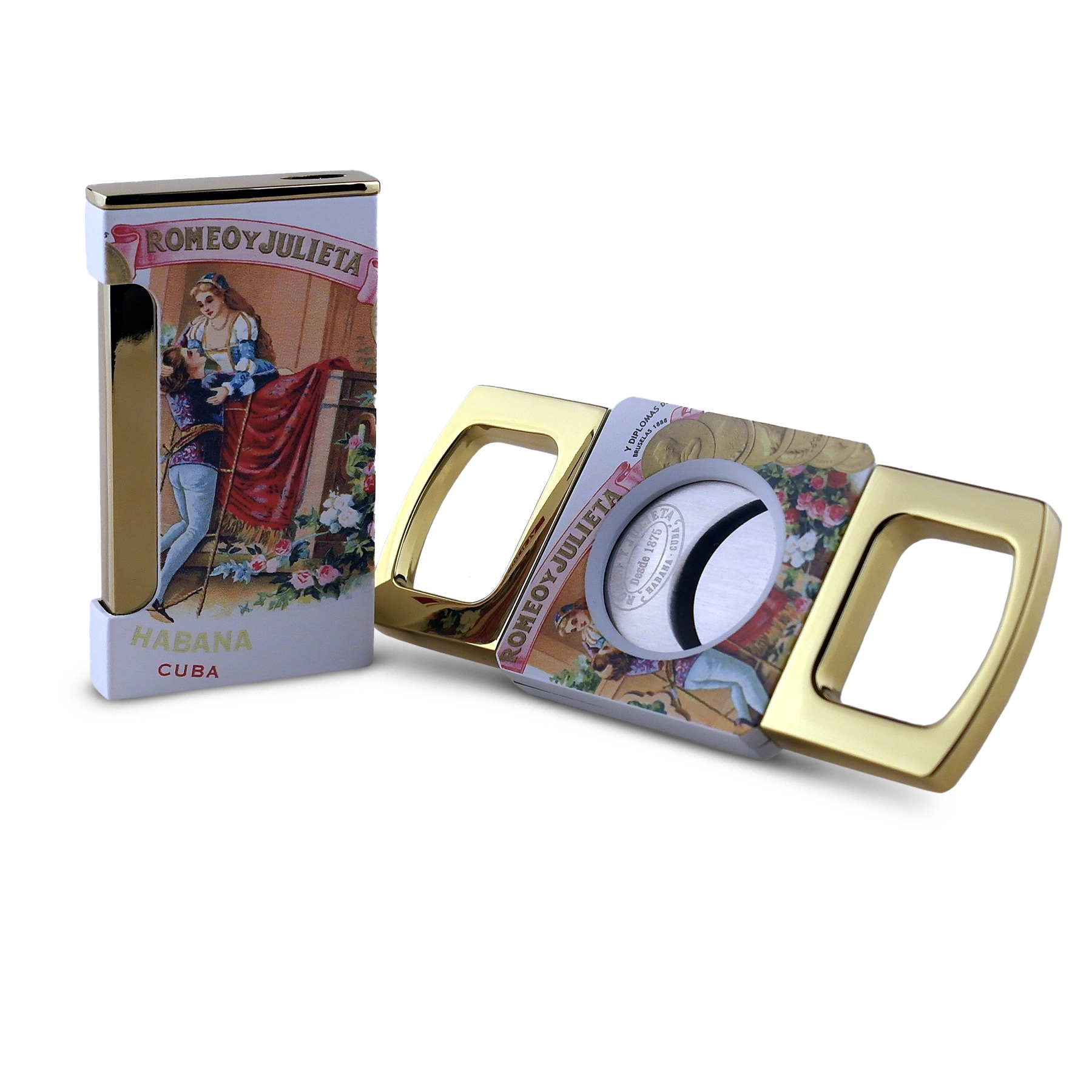 Set de cortapuros y encendedor ROMEO Y JULIETA
