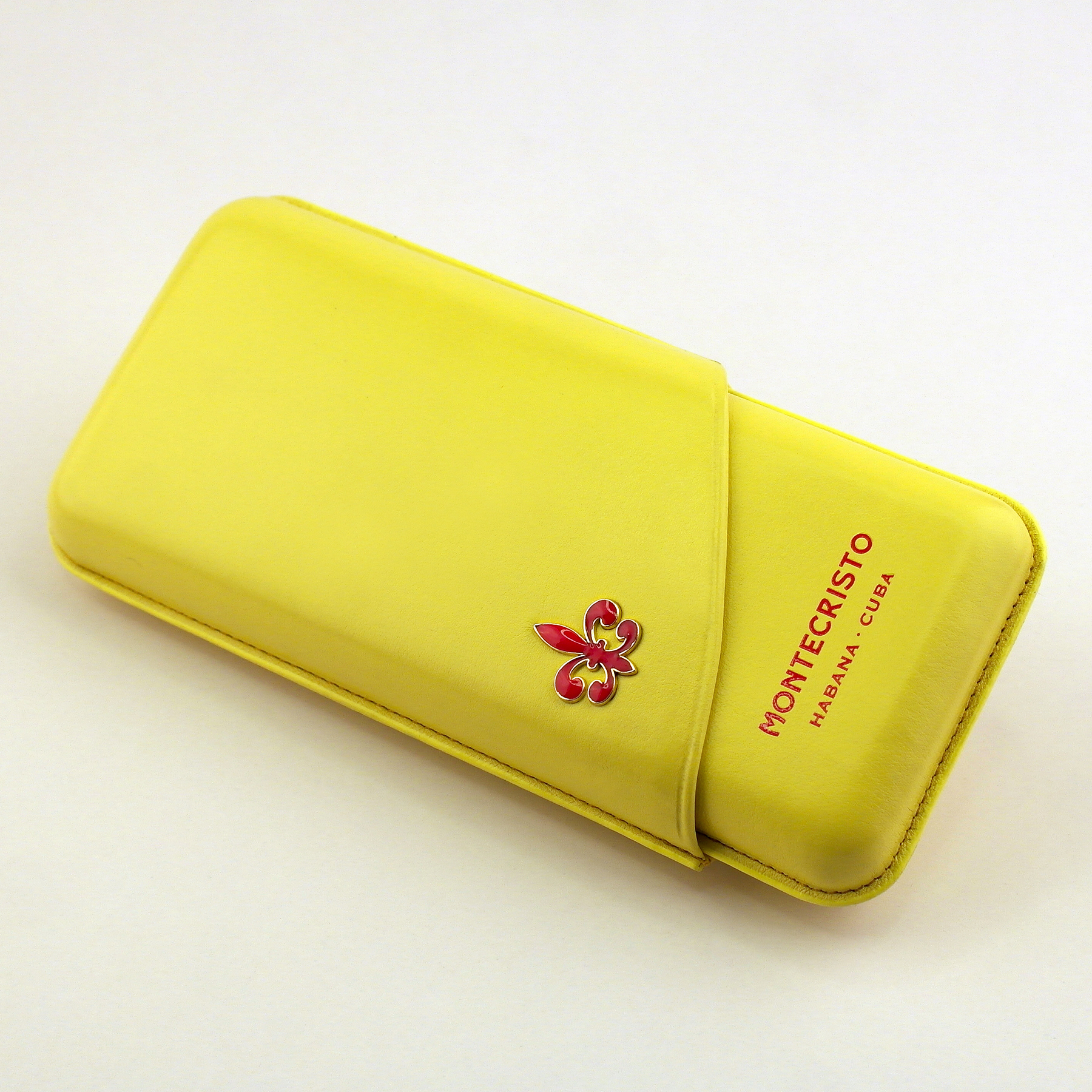 Adjustable leather cigar case MONTECRISTO yellow, 3 cigars